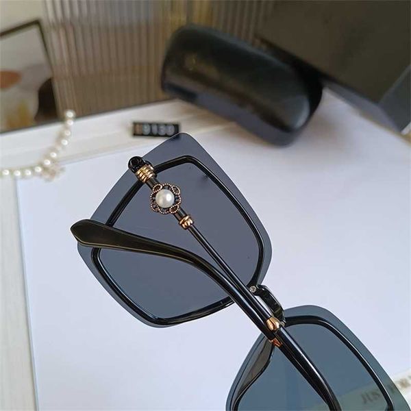designer sunglasses small xiangfeng pearl sunglasses women's large frame new korean fashion round face slim anti-uv, White;black